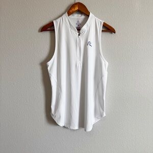 Rhoback Women's White Sleeveless 1/4 Zip Golf Tennis Top Size Medium